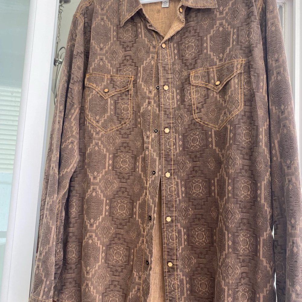Men's Tan Patterned Shirt Jacket